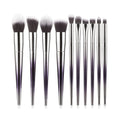Custom Logo 10Pcs Plastic Cosmetic Brushes Shiny Diamond Glitter Makeup Brush Set