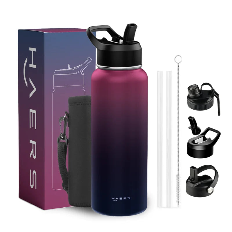 32oz 40oz 64oz Double Wall Insulated Vacuum Flask Thermos Sport Wide Mouth Stainless Steel Water Bottle