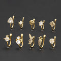 Wholesale Zircon Rabbit Cross Body Jewelry Fashion Gold Plated U Nose Piercings Rings for Women and Men for Gift