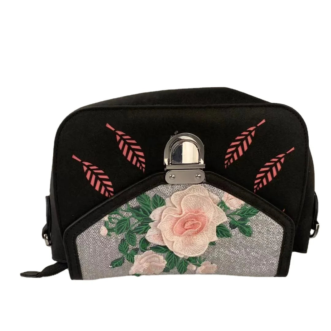 Romantic Garden Style Women's Elegant Floral Print Evening Clutch Customized Leather Shoulder Bag Zipper Closure Canvas/PU
