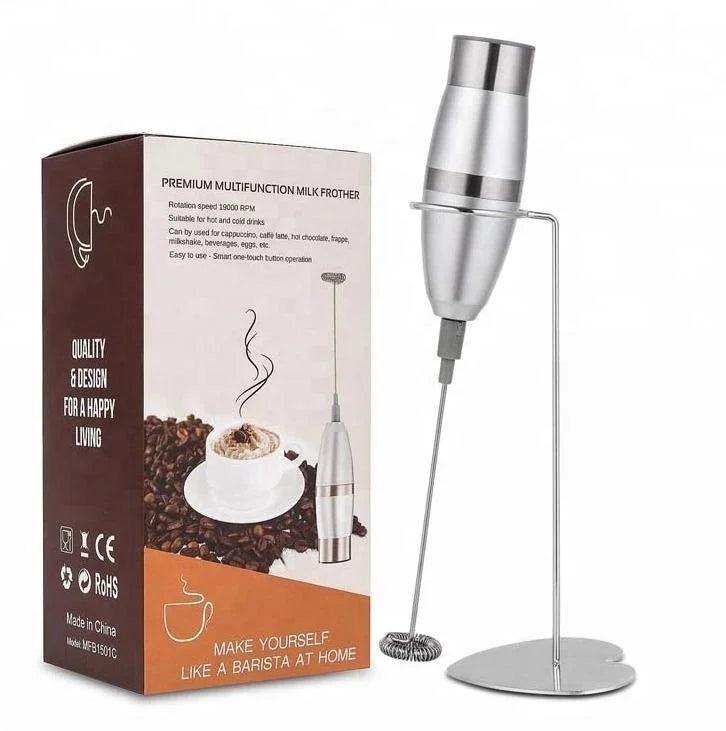 Factory Supply Making Lattes Coffee Electric Mini Handheld Foam Maker Milk Frother with Heart Shape Stand