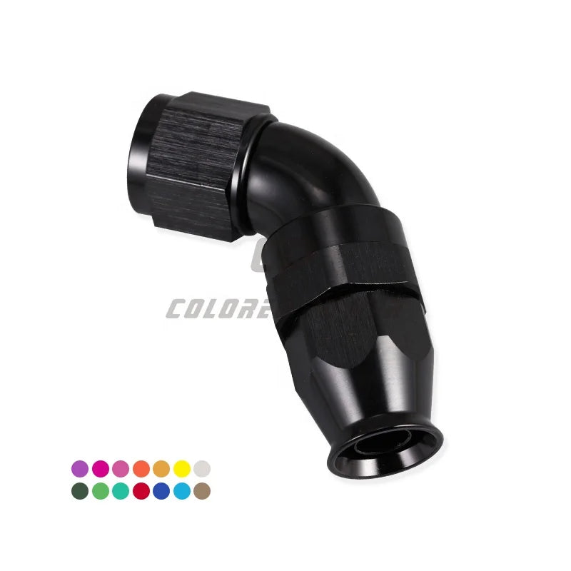 High Quality OEM Auto Parts 60 Degree Aluminum Full Flow AN12 Fuel Oil PTFE Hose Ends Elbow Black/Blue/Red Female