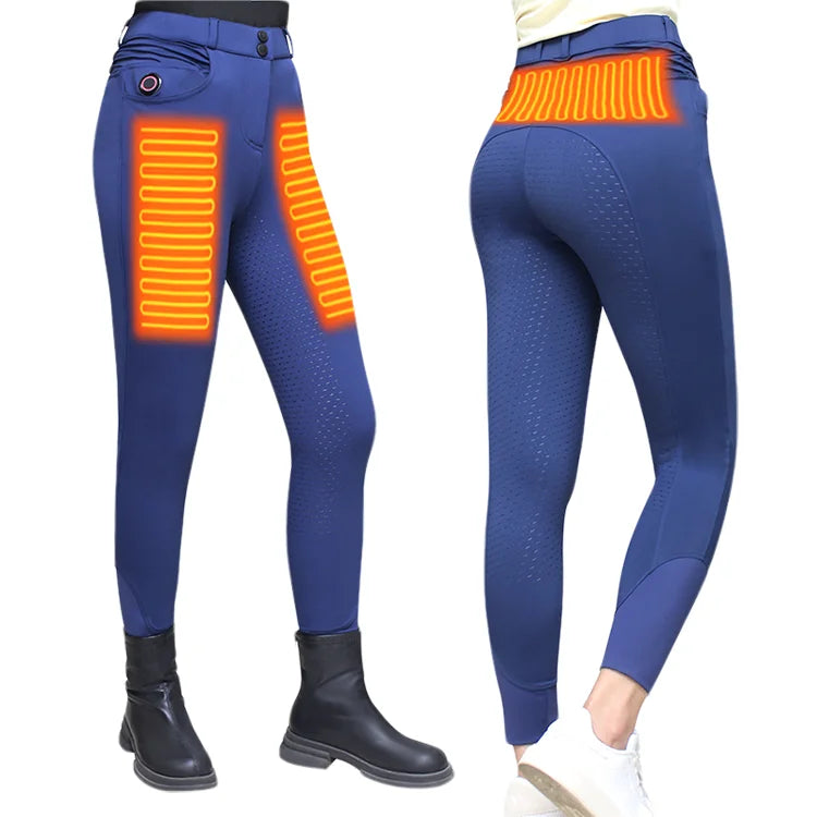 Women's Horseback Ring Warm  Equestrian Sports Heated Breeches Silicone Tight Legging Heated Riding Breeches