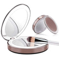 Portable Mini LED Makeup Mirror Foldable Rose-Shaped Compact Cosmetic Mirror with USB Charging Handheld Travel Mirror