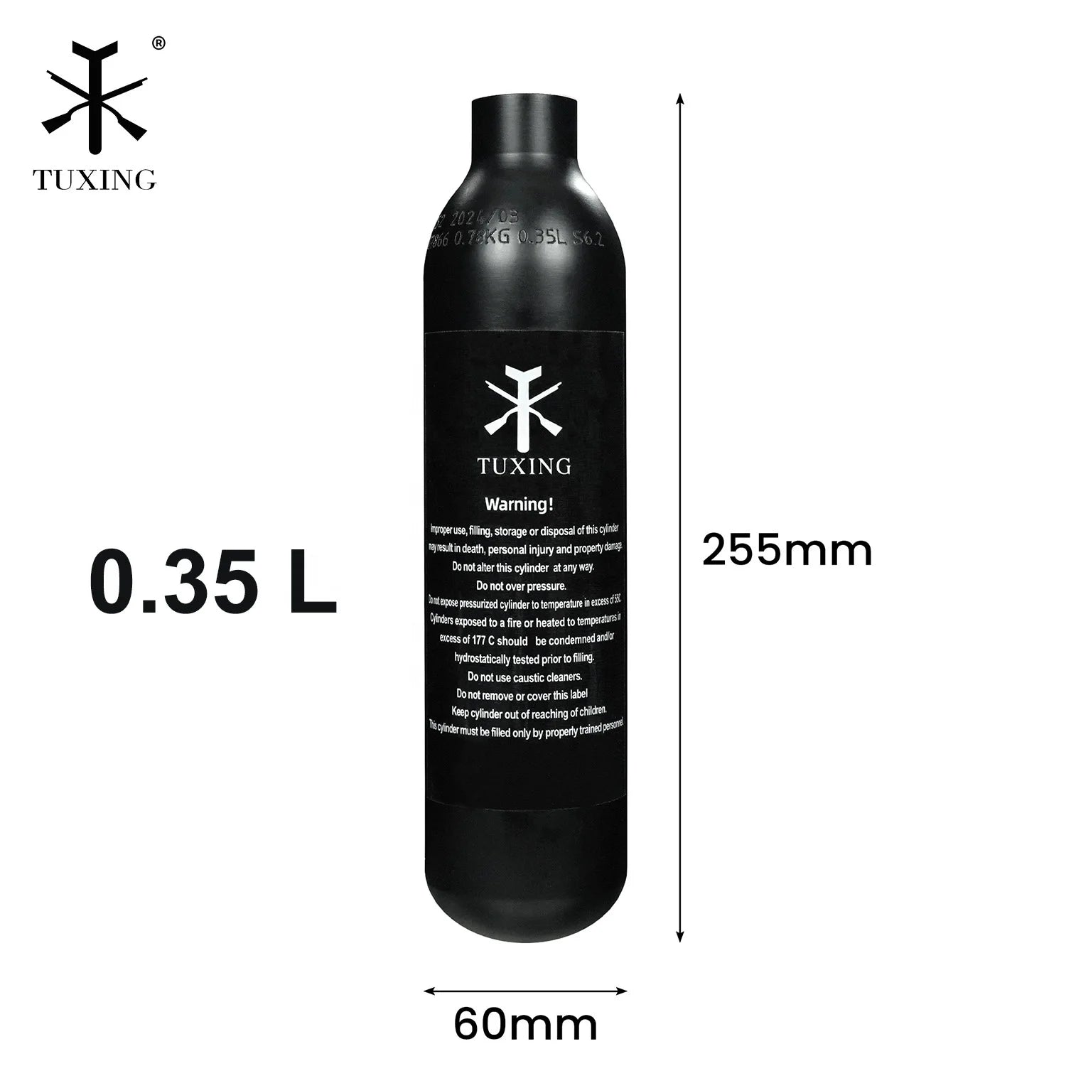 TUXING High Performance 0.35L Corrosion Resistance Round Bottom High Pressure 300bar 30mpa 4500psi Paintball Aluminum Air Tank