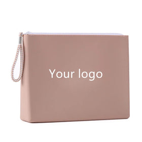 Factory Wholesale Customized Logo Waterproof Silicone Makeup Travel Cosmetic Bag Zipper Pouch for Lady