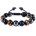 Handmade 10mm Hematite Tiger Eye Beads Adjustable Healing Natural Stone Bracelet Jewelry for Men
