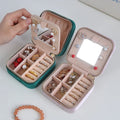 Portable Luxury Flannel Jewelry Box Square Storage Case for Necklaces Rings Earrings With Mirror