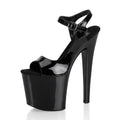 Black Patent Leather 20 cm High Heels Sandals Fashion Club Sexy Pole Dance Super High Heels Platform Open Toe Summer Fashion