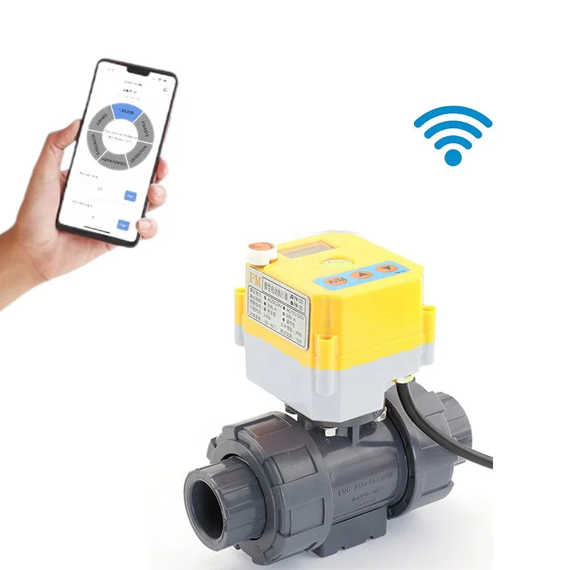 WiFi Electric Ball Valve Dc12v 110v 220v 240v Wireless Agricultural Water UPVC Water Treatment Plastic Electric Valve