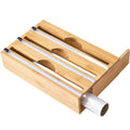Bamboo Foil Dispenser Roll Organizer Holder Aluminum Foil Wax Paper Wrap Dispenser for Kitchen