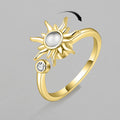 Rotating Sun Opal Ring for Women Stainless Steel Retro Open Charm Adjustable Open Rings Jewelry Best Friend Gift Bijoux Femme