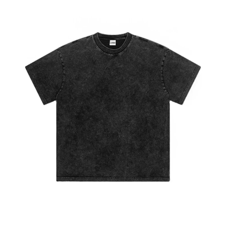 OEM Unisex Heavy Cotton Oversize Tee Custom 240 250 300 Gsm Men Heavyweight Crop Boxy Vintage Acid Wash Distressed T Shirt