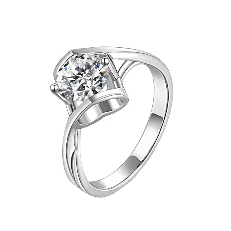 Luxury Fine Jewelry 925 Sterling Silver Bridal Engagement Wedding Womens Diamond Moissanite Ring