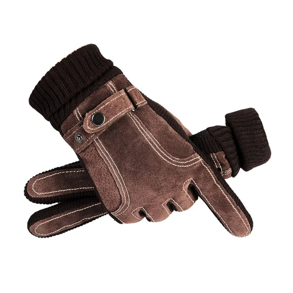 Wholesale Fashion Design  Pig Skin Warm Waterproof Sports Gloves Outdoor Driving Leather Gloves for Men