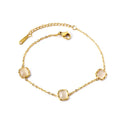 Wholesale Gemstone Pendant Bracelet Gold Plated square Opal Charm Bracelets Jewelry Women
