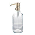 8oz Clear Round Boston Glass Bottles With Brass Stainless Steel Lotion Pumps for Lotion Hand Care and Soap Dispensers