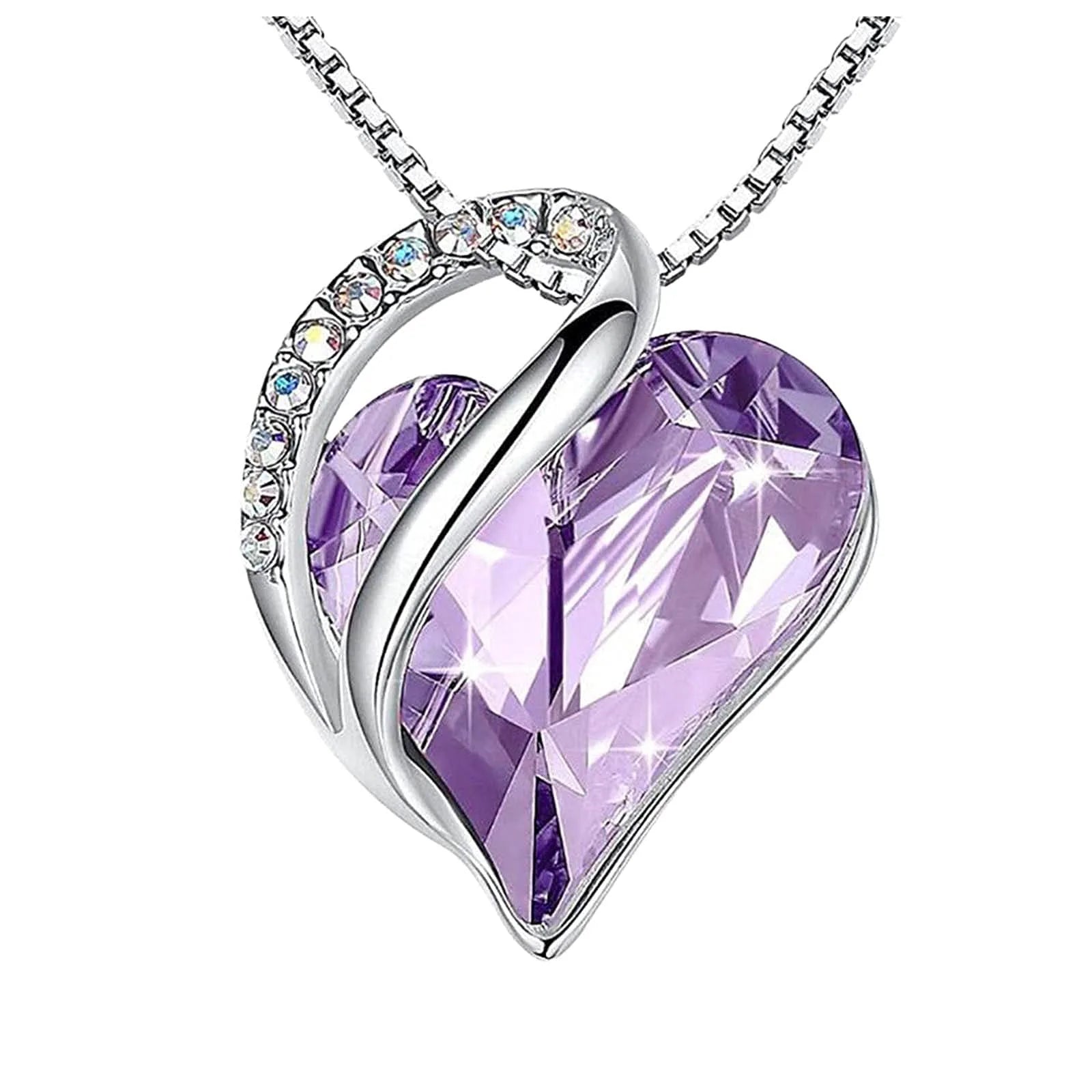 Popular Hot Sale Simple Style 12 Colors Crystal Ocean Heart Necklace Rhinestone Crystal Heart Pendant Necklace