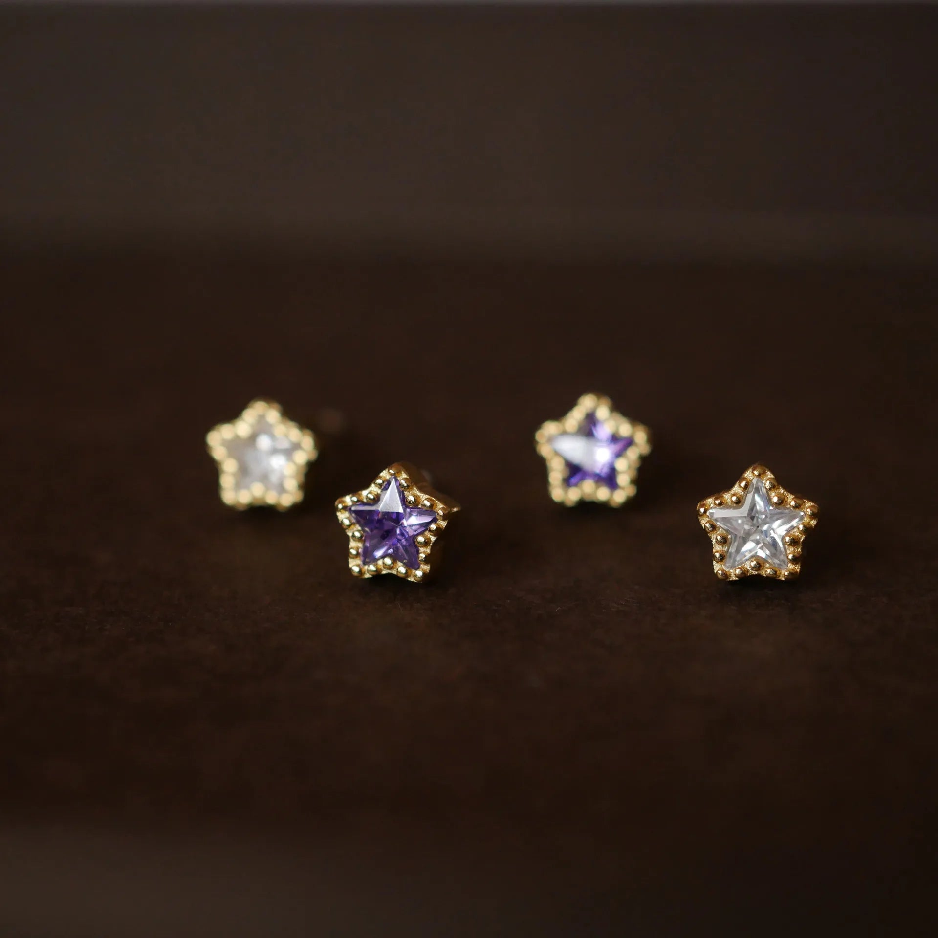 INS Cute Fashion Pure 925 Sterling Silver Fancy Zircon Star Shaped Stud Earrings for Women Girls