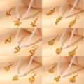 DAIHE Fashion Stainless Steel Jewelry Sets Ocean Beach 18k Gold-Plated Necklace Earrings Non Tarnish