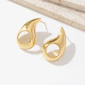 Stainless Steel Geometric Rings Women Statement Gold Metal Twisted Hollow Fine Earrings