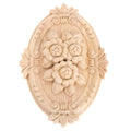 1 Piece Wooden Carved Onlay Applique Oval Carving Decal Unpainted Furniture Decor