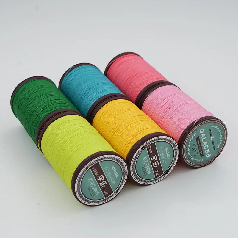 0.4mm-120M Micro-core Round Wax Thread DIY Hand-stitched Leather Sewing Thread Core-spun Wax Thread-12 Strands of Polyester Yarn