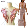 WDP-303 Keering Silver Gold Pink Lace Clothing Shoulder Black Crystal Patch Applique