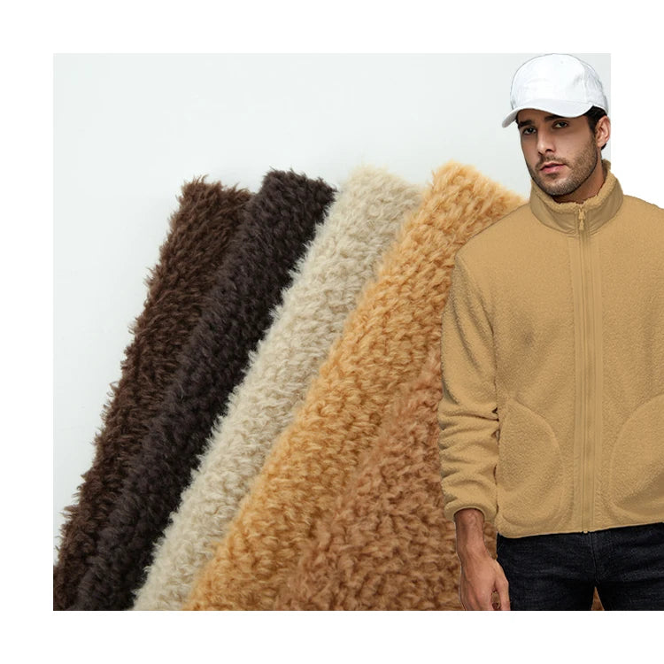 2026 Latest Design Super Soft One Side Brushed Knitted Sherpa Fleece Fabric for Coat