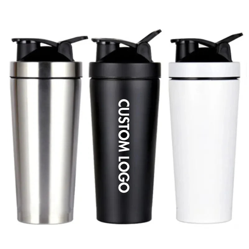 2025 High Quality Wholesale Gym Metal Protein Cup Single Wall Insulation Stainless Steel Shaker Bottle