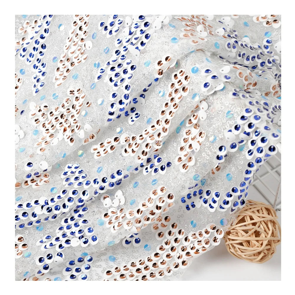 Multi-Color Double Sequin Embroidered Mesh Fabric Bridal Girls & Boys Evening Sequin Dress with Spangles for Weddings