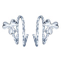 S925 Silver Women's Trendy Three-leaf Clover Spiral Screw Ring Earrings Bulk Wholesale Fashionable Studs for Parties and Gifts