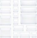 Cheap Hot Selling Multipurpose Clear Plastic Storage Bins Set Popular 16 Pcs Drawer Organizer Set Dresser Desk Drawer Dividers