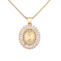 QIKU Religious Elegant Geometric Virgin Mary Pendant Copper Zirconia Necklace Gold Color Neck Chain Jewelry Gift Wholesale Price