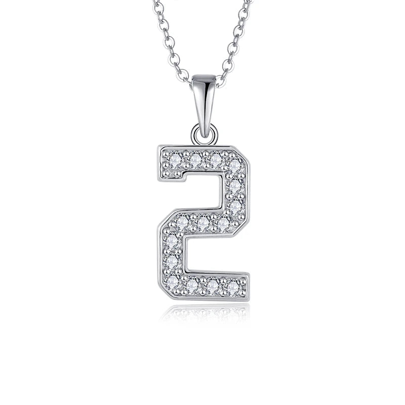 Custom 925 Sterling Silver 2 Pendant Necklace Shinny White Gold with Diamond and Zircon Stone Chains Type