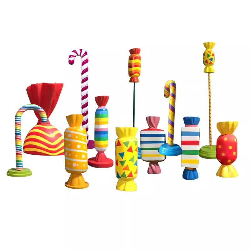 Christmas Events Ornaments Giant Candy Cane Props Resin Crafts Fiberglass Melting Lollipop Ice Cream Statues for Events Props