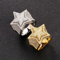 Hip Hop Iced Out Men Rings Fashion Five-Pointed Star Pentacle Stereoscopic Micro Pave Cubic Zircon Big Bossy Rings Party Jewelry