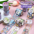 Custom Kawaii Kiss Cut Glitter Stationery Sticker Roll Wtih Circle Label