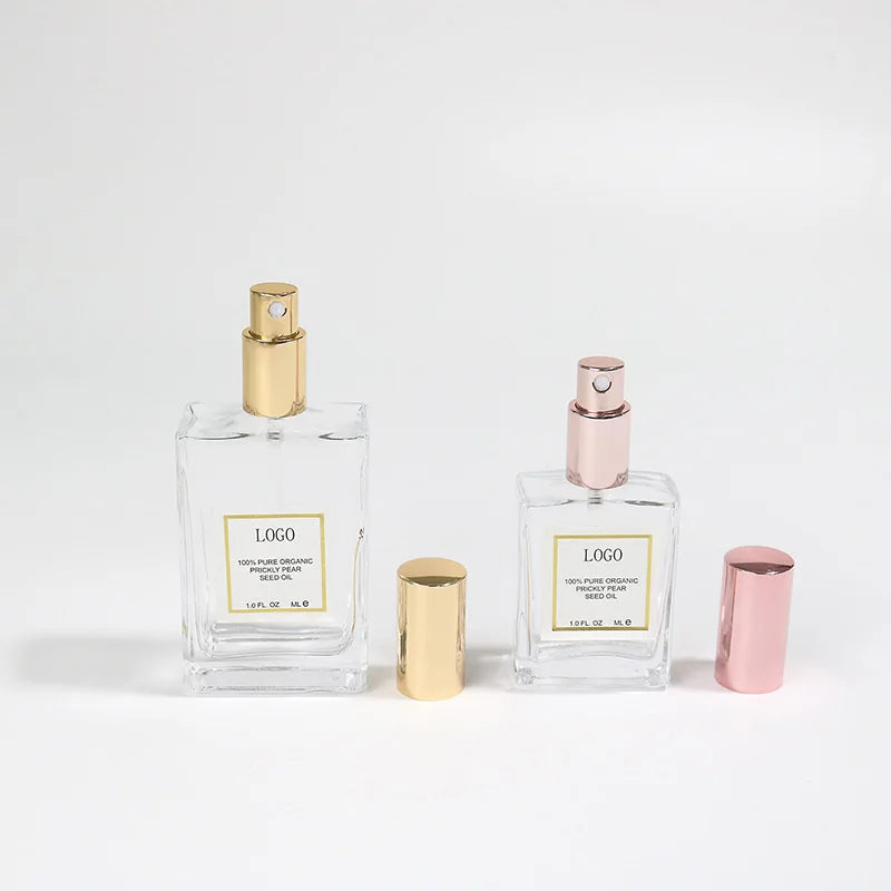 Hot Sale Good Quality Clear 30ml Empty Square Glass Perfume Bottle with Screen Printing Free Sample Face Mist Spray Bottle