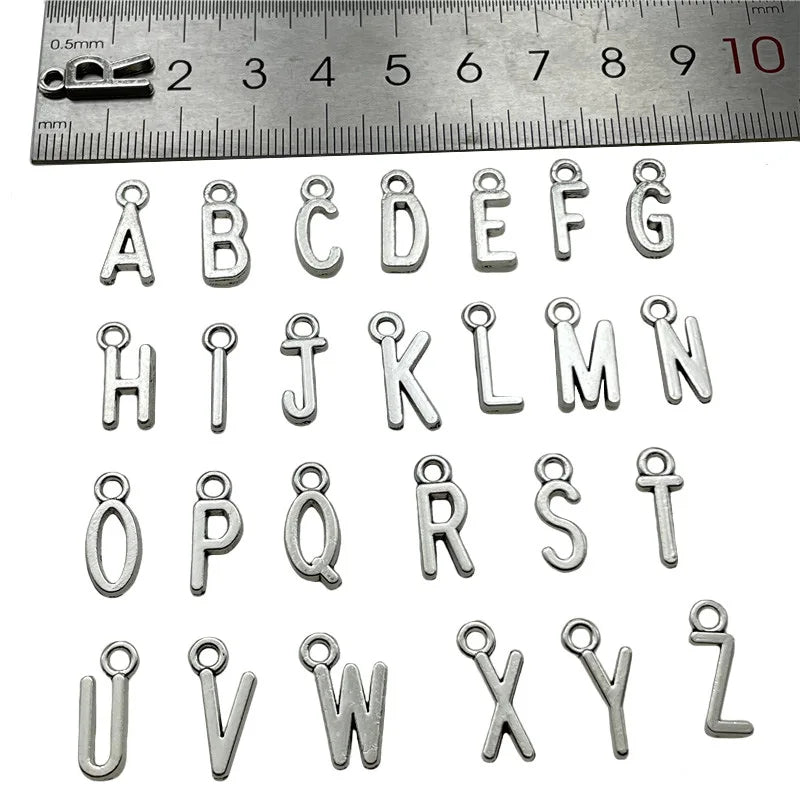 A-Z 26 Alphabet Small Alloy Pendant Gold Plated Letter Charms for Children's Bracelet & Necklace Jewelry Making