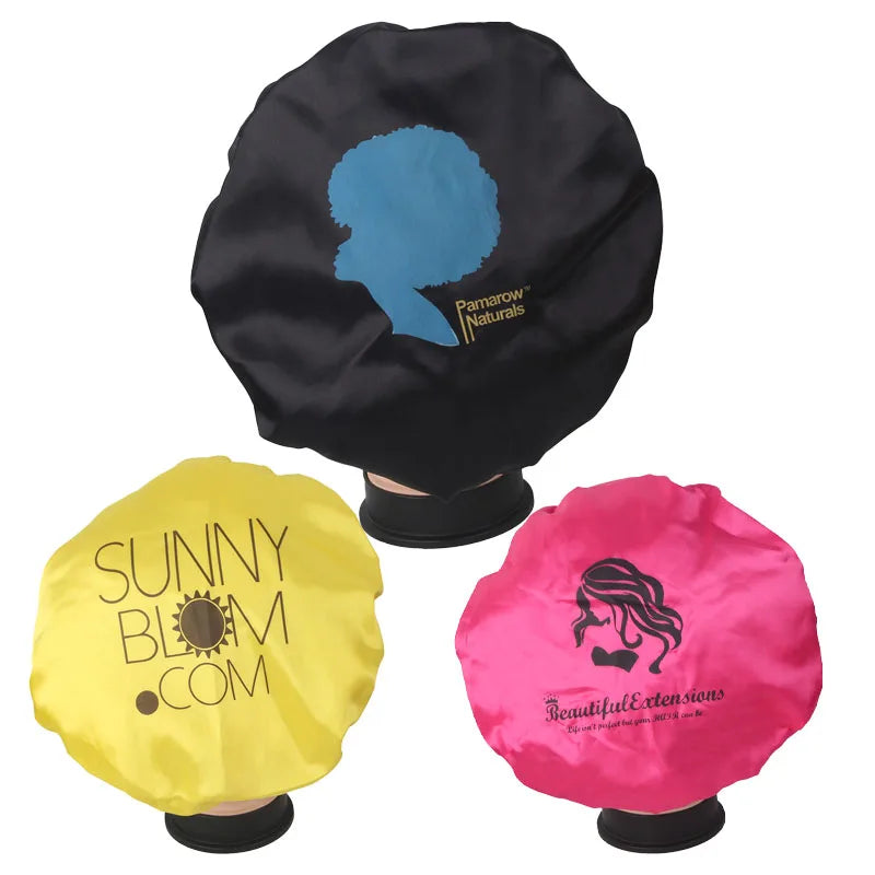 High Quality Night Sleeping Hair Cap Custom Logo Elastic Band Satin Bonnets