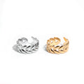 Vintage Non Tarnish Open Adjustable Stainless Steel Women Rings Stainless Steel Gold Plated Leaf Shape Ring Jewelry