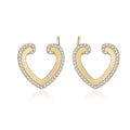 Fine CZ Designer Jewelry Gold Plated 925 Sterling Silver CZ Heart Shaped Earrings for Weeding Engagement Anniversary Party Gift
