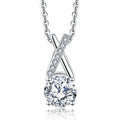 High Quality 925 Sterling Silver Solitaire Moissanite Pendant Necklace Rhodium Plated Luxury Silver Moissanite Necklace Women