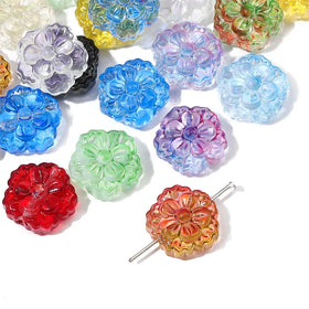 New Design Solid Color Gradient Glass Cherry Blossom Bead Twin Beads Glass Beads for Jewelry Making