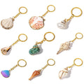 Bohemian Gold Plated Various Shell Conch Keychains Multi Shapes Seashell Charm Keyrings Cowrie Shell Key Ring Summer Beach Gifts
