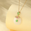 Hot Selling White Round Jade Pendant Necklace Gold Plated Zircon Circie Jade Necklace for Women Jewelry