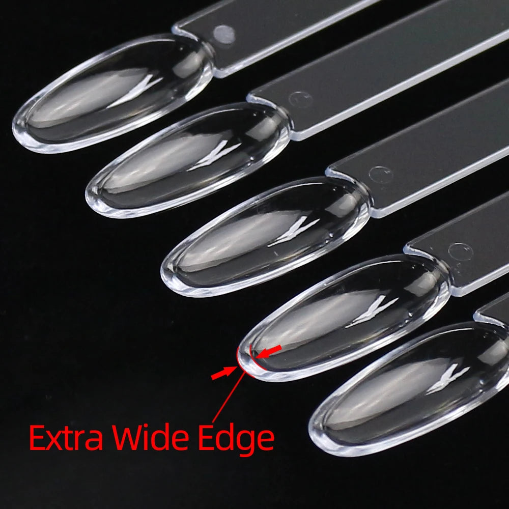 BIN 2025 Hot Selling 50pcs Nail Tips Oval Shaped Display with Metal Ring can do Extension Gel Color Chart with Extra Wide Edge