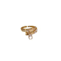 G735 Adjustable Opening Jewelry Women Finger Rings Zircon Zipper Crystal Gold Plated Ring