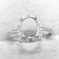 Sterling Silver 7*9/8*10mm Semi Mount Ring Empty Frame Blank Support Claws Setting S925 Base Without Center Stone DIY for Inlay